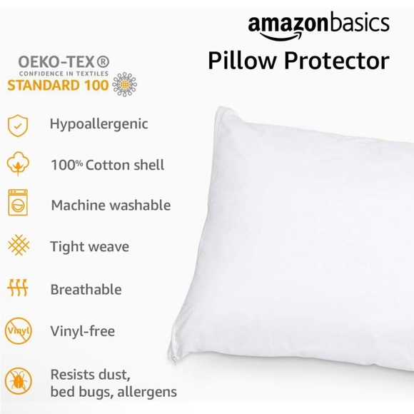 Other - Amazon Basics 100% Cotton Hypoallergenic Pillow Protector